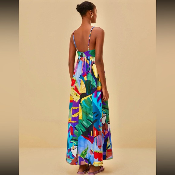 πΊπHPππΊ NWT Farm Rio Tropical Scenario Maxi Dress - Picture 8 of 16